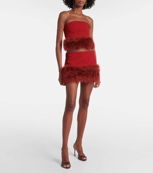 Feather-trimmed miniskirt