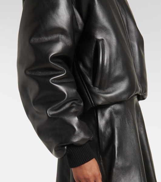 Leather bomber jacket