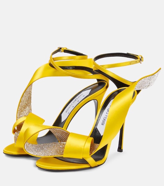 x Sergio Rossi Marquise embellished satin sandals
