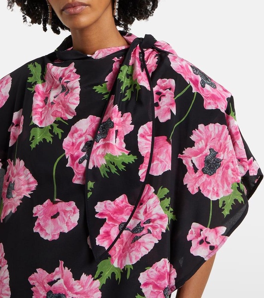Floral printed silk maxi dress