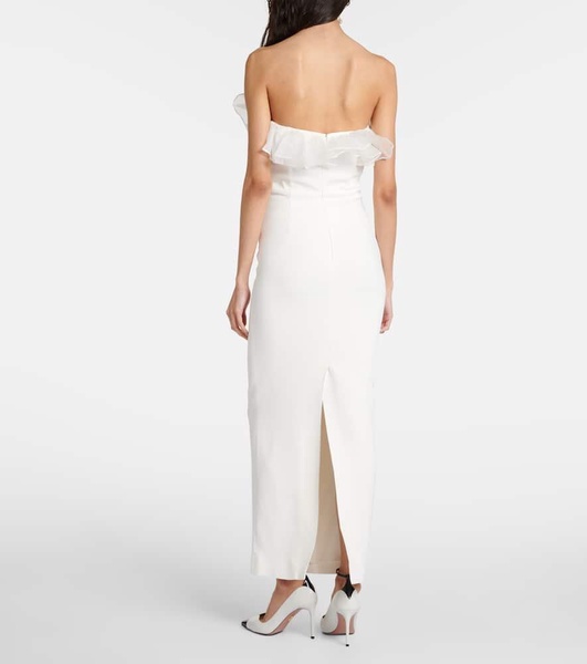 Organza-trimmed cady bustier gown
