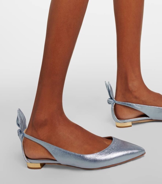 Bow-detail leather ballet flats