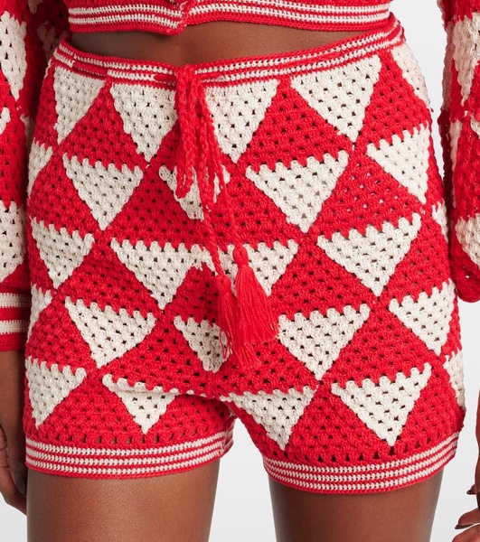 Malia crochet high-rise cotton shorts