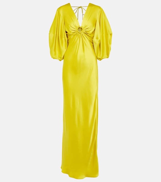 Deep V-neck satin maxi dress