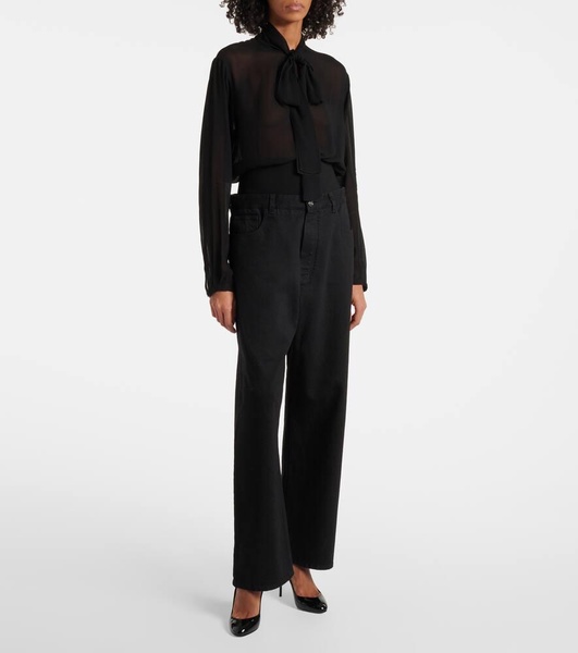 Tie-neck georgette blouse