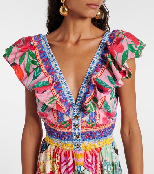 Embellished cutout cotton maxi dress