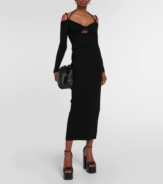 Ribbed-knit cutout top