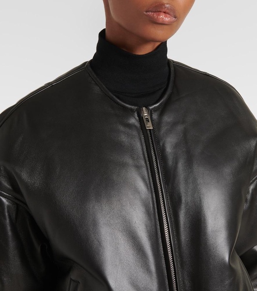 Leather bomber jacket
