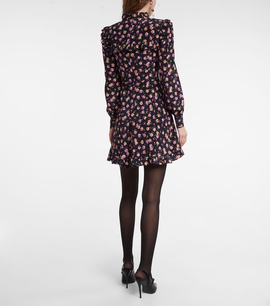 Printed belted silk minidress