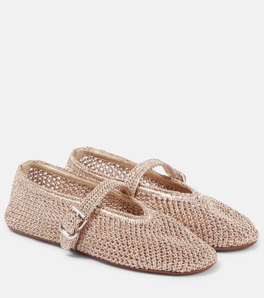 Metallic mesh ballet flats
