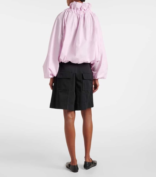 Iconic bow-detail ruffled cotton blouse