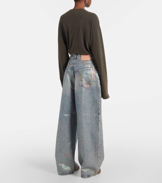 2023 coated mid-rise wide-leg jeans