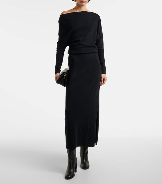 Kasos off-shoulder cashmere gown