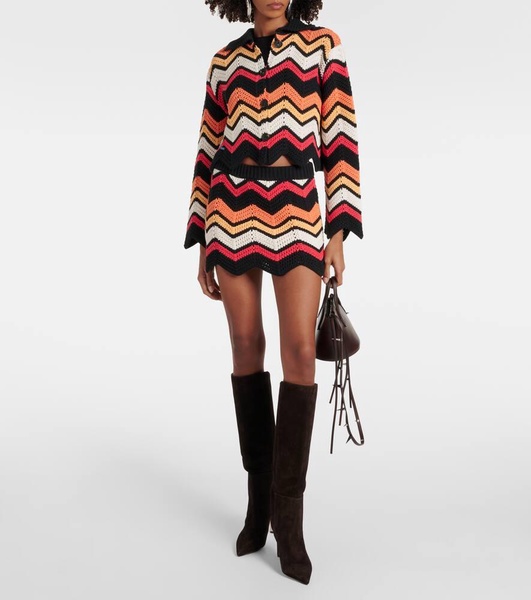 Kaleidoscopic Chevron cotton-blend cardigan