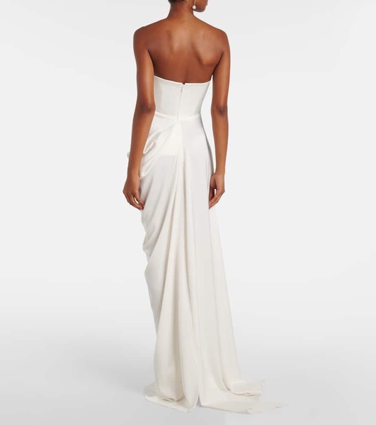 Bridal draped crêpe bustier gown
