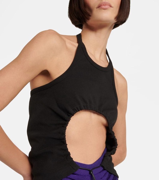 Halter neck ruched cotton top