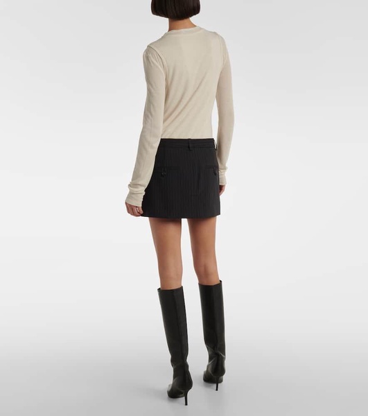 Chalk stripe wool and cotton miniskirt