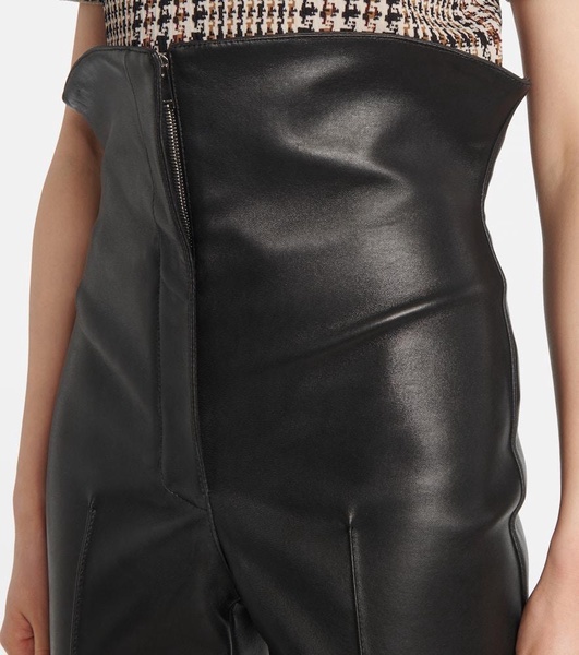 High-rise leather pants
