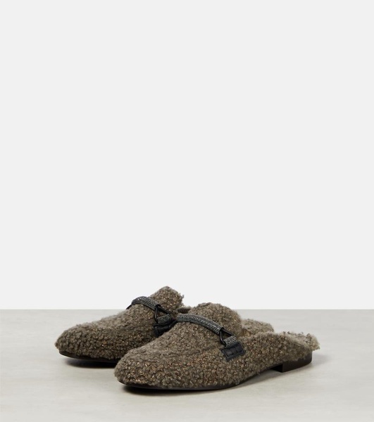 Embellished shearling slippers