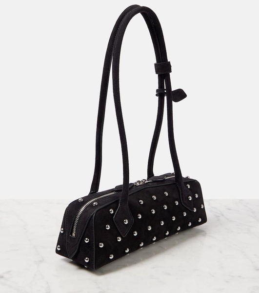 Le Teckel Small studded suede shoulder bag