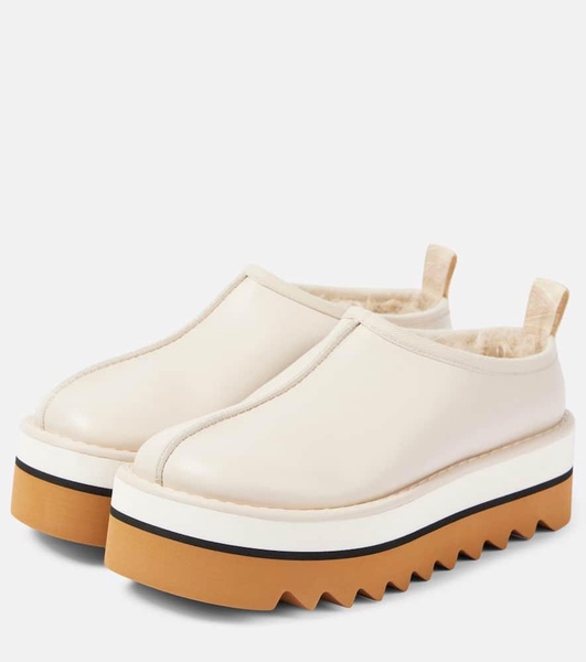 Sneak-Elyse faux fur-lined faux leather mules