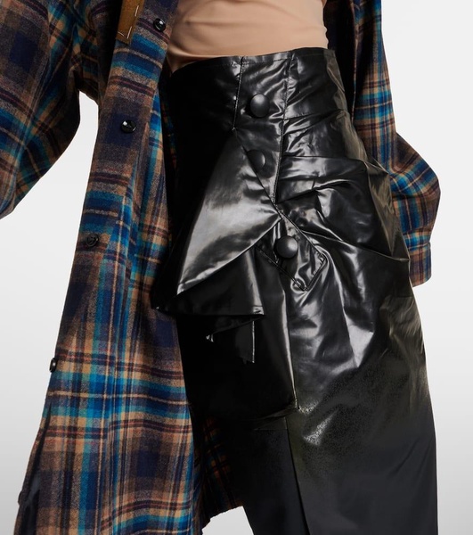 High-rise draped midi skirt
