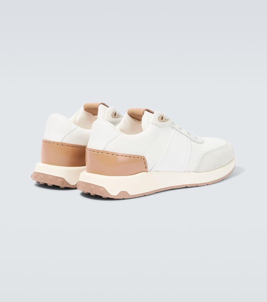 Leather-trimmed sneakers