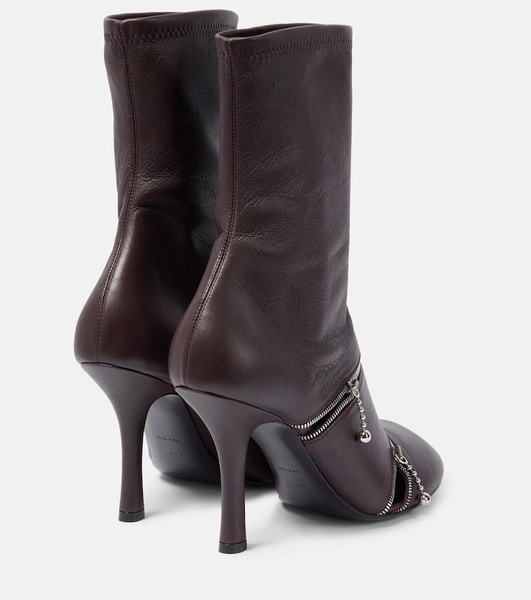 Peep leather ankle boots