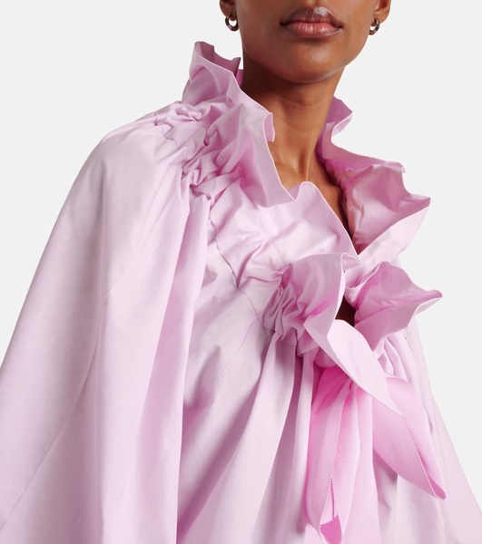 Iconic bow-detail ruffled cotton blouse