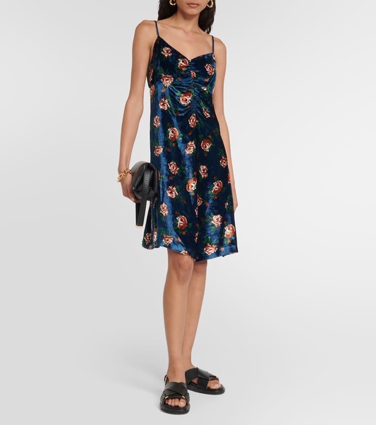Floral velvet minidress