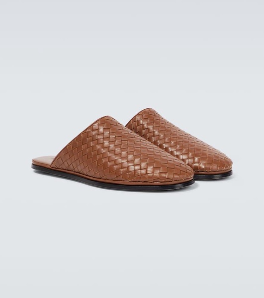 Intrecciato leather slippers