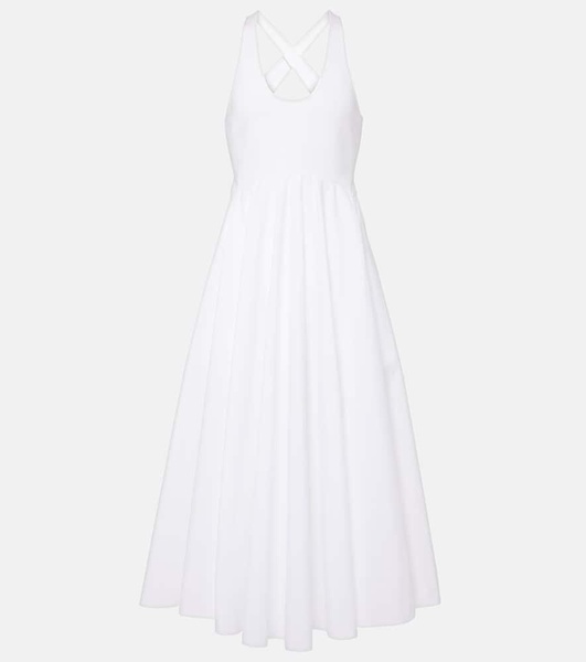 Open-back cotton poplin midi dress