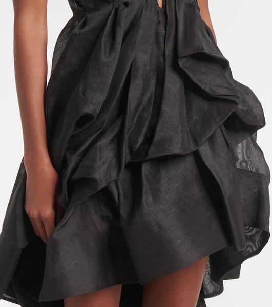 Illuminate draped linen and silk minidress