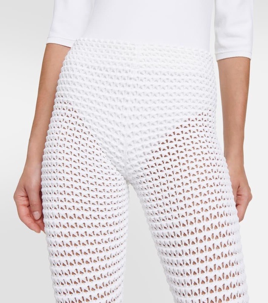 Waffle-knit flared pants