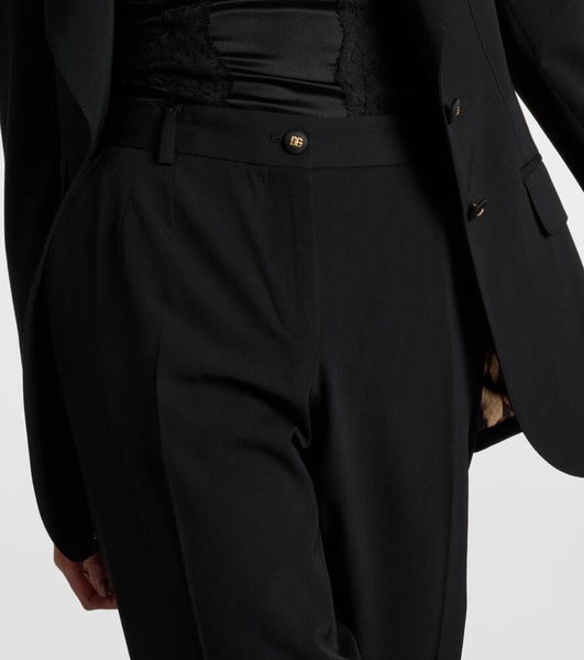Low-rise wool-blend slim pants