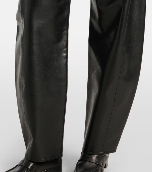 Luna high-rise leather-blend barrel-leg jeans