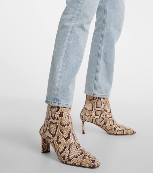 Blade snake-effect leather ankle boots