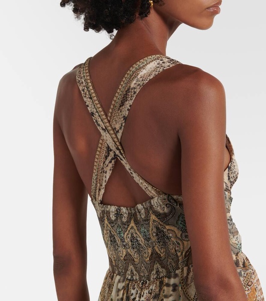 Throne Room gathered silk maxi dress 