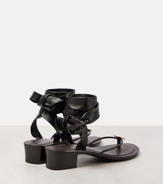 Cord leather thong sandals