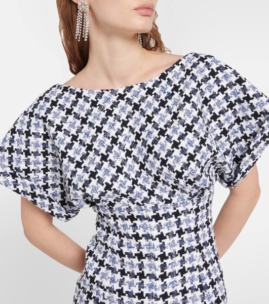 Houndstooth tweed midi dress
