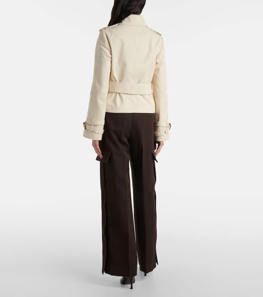 Cropped gabardine trench coat