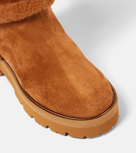 Teddi 20 shearling-trimmed suede boots