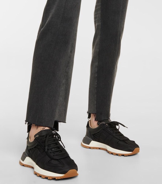 Nylon and suede sneakers