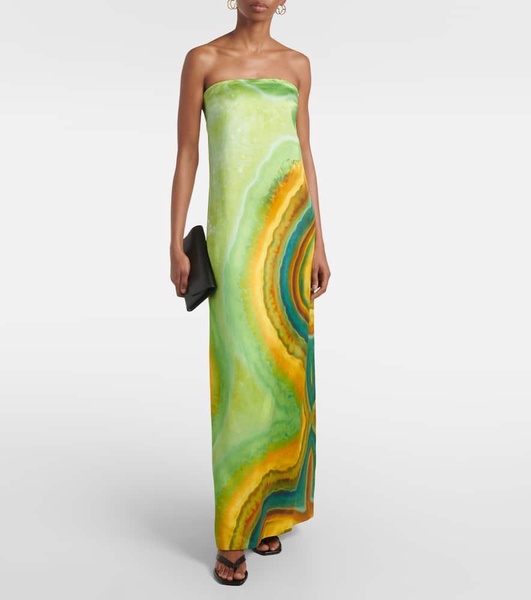 Iris printed strapless maxi dress