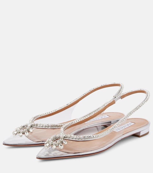 Seduction crystal-embellished PVC slingback flats