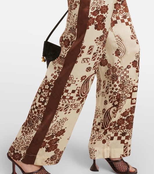 Printed high-rise wide-leg pants
