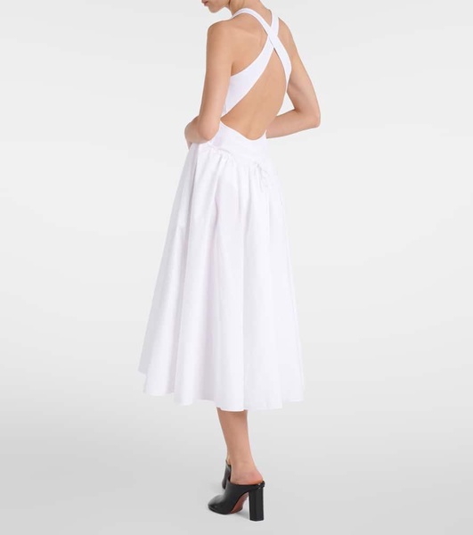 Open-back cotton poplin midi dress