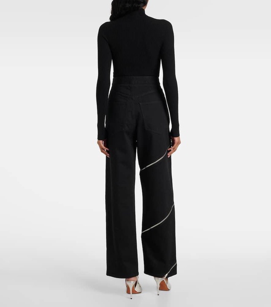 Spiral cotton wide-leg pants