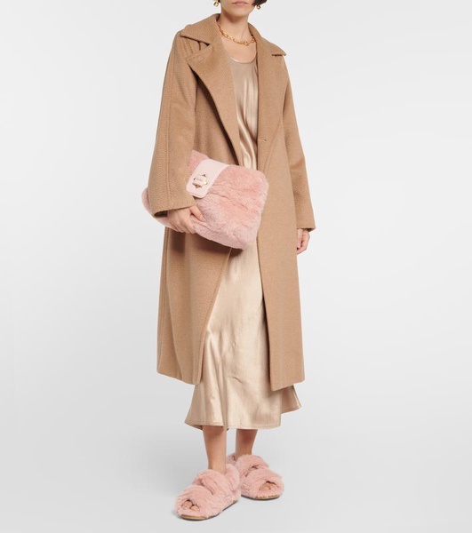 Cuscino leather-trimmed teddy clutch