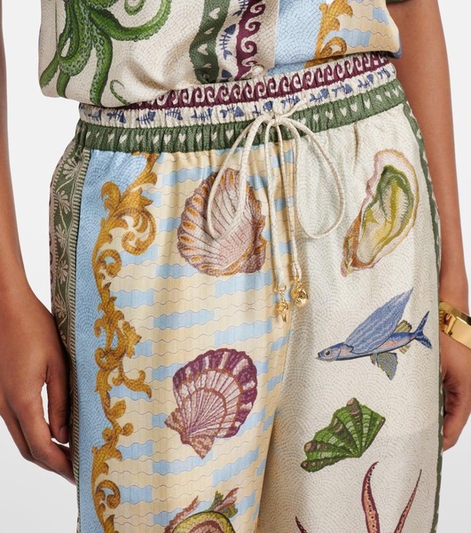 Bath House printed silk wide-leg pants